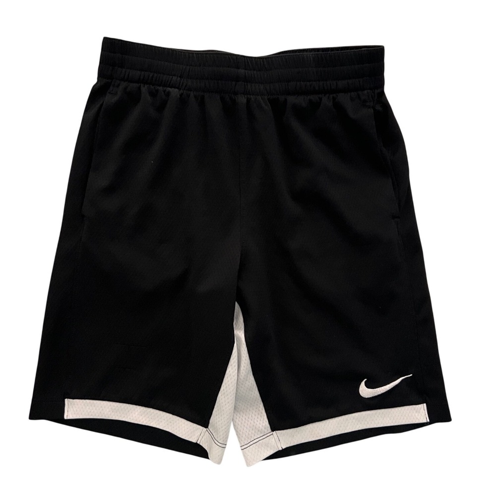 Nike Dri-FIT Boys Black Athletic Basketball Shorts Size Large L Mesh Swoosh